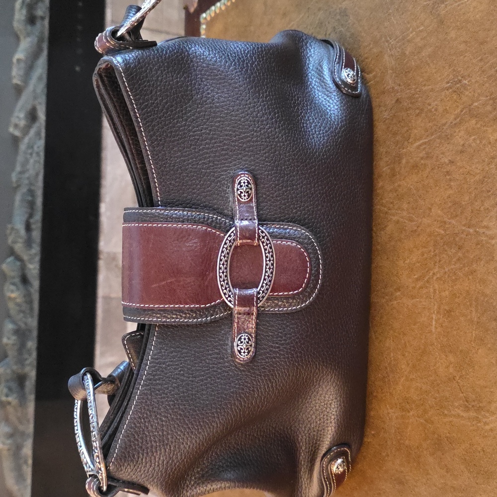 BRIGHTON PEBBLED BROWN LEATHER W/SOLID LEATHER TRIM